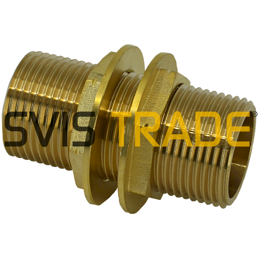 Mosazná stěnová průchodka s volnými maticemi 1