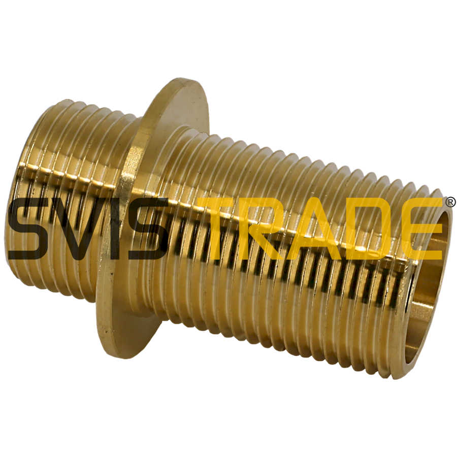 Mosazná průchodka k nádrži - díl dřík s opěrným kroužkemý 6/4